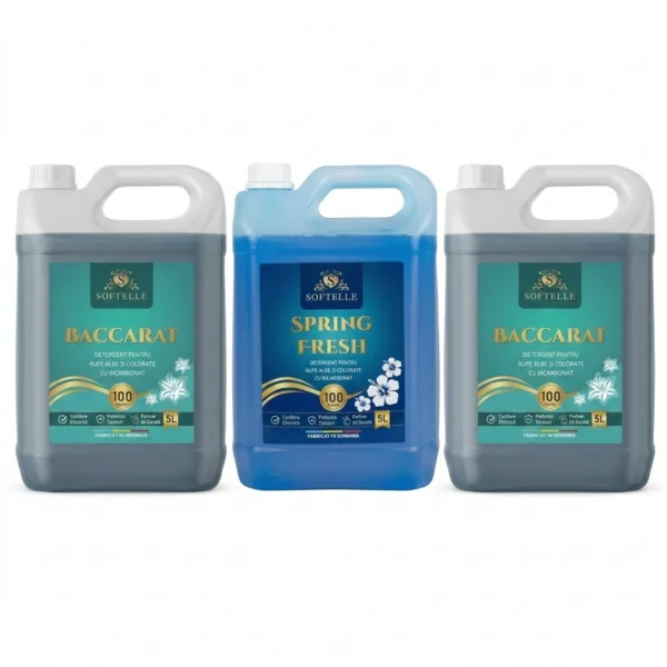 SOFTELLE POWER 3 - 2 x 5L Detergent Baccarat + 5L Detergent Spring Fresh + 10 Lavete GRATIS + 1 pahar gradat