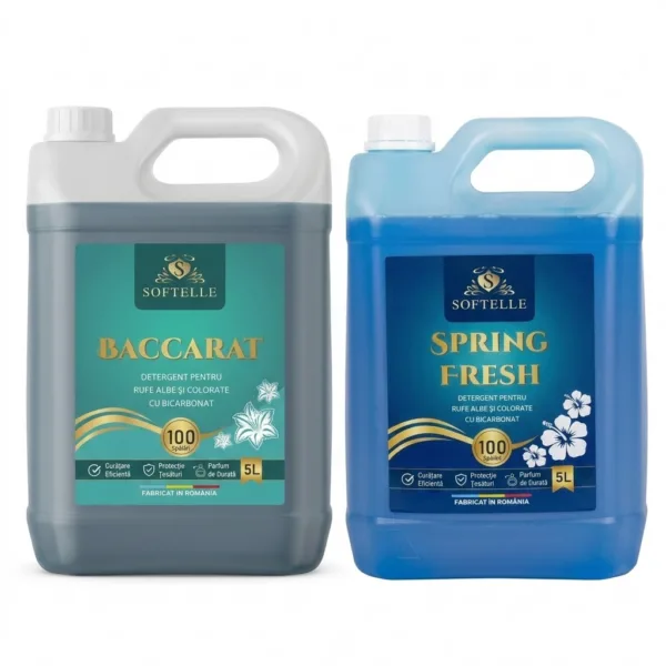 SOFTELLE POWER 2 - 5L Detergent Baccarat + 5L Detergent Spring Fresh + 10 Lavete GRATIS + pahar gradat